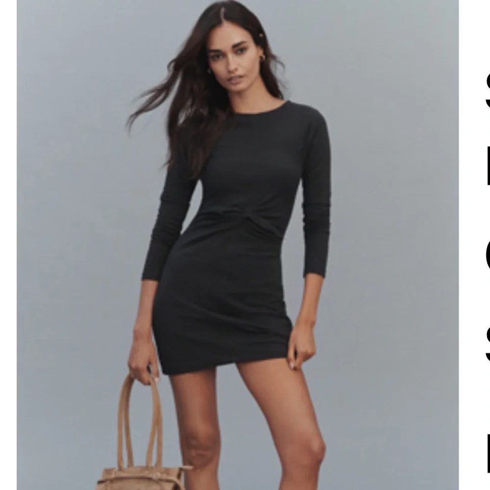 Daily Practice Long-Sleeve Gathered Mini Dress Black Onyx Size L NWOT